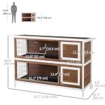 PawHut 54" 2-Story Large Rabbit Hutch Bunny Cage Wooden Pet House Small Animal Habitat with Lockable Doors, No Leak Tray and Waterproof Roof for Rabbits, Chickens, Ducks, Outdoor/Indoor Brown