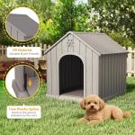 Fancyango Dog House Outdoor Indoor, Weatherproof Dog House with Elevated Floor and Air Vents for Small to Medium Dogs,Easy Clean and Assemble (Grey, 26.18''L × 24.02''W × 25.98''H)