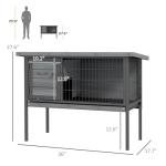 PawHut Rabbit Hutch Elevated Bunny Cage Small Animal Habitat with Metal Frame, No Leak Tray, Metal Wire Pan and Openable Water-Resistant Asphalt Roof for Indoor/Outdoor Gray