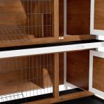 PawHut 54" 2-Story Large Rabbit Hutch Bunny Cage Wooden Pet House Small Animal Habitat with Lockable Doors, No Leak Tray and Waterproof Roof for Rabbits, Chickens, Ducks, Outdoor/Indoor Brown