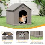 Fancyango Dog House Outdoor Indoor, Weatherproof Dog House with Elevated Floor and Air Vents for Small to Medium Dogs,Easy Clean and Assemble (Grey, 26.18''L × 24.02''W × 25.98''H)