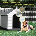 LEMBERI Durable Waterproof Plastic Dog House for Small to Large Sized Dogs, Indoor Outdoor Doghouse Puppy Shelter with Elevated Floor, Easy to Assemble (Gray, 42" L x 38" W x 39" H)