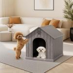 Fancyango Dog House Outdoor Indoor, Weatherproof Dog House with Elevated Floor and Air Vents for Small to Medium Dogs,Easy Clean and Assemble (Grey, 26.18''L × 24.02''W × 25.98''H)