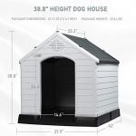 LEMBERI Durable Waterproof Plastic Dog House for Small to Large Sized Dogs, Indoor Outdoor Doghouse Puppy Shelter with Elevated Floor, Easy to Assemble (Gray, 42" L x 38" W x 39" H)