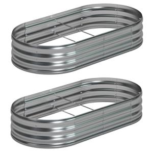 Foxlang Galvanized Oval Raised Garden Bed Kit