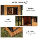 PawHut Outdoor Dog House Cabin Style, Wooden Raised Pet Kennel with Asphalt Roof, Front Door, Side Window, Porch for Medium/Large Dogs, Loading 53 lbs, Yellow