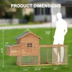 80" Chicken Coop, Outdoor Chicken House for 3-4 Chickens, Wooden Hen House with Run, Nesting Box, Chicken Cage, Ramp, Pull Out Tray, Rabbit Hutch for Small Animals (80.7" x 44.5" x 26", 1 Pack)