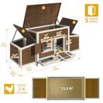 DWVO Solid Wood Chicken Coop for 4-6 Chickens, Outdoor Wooden Chicken Run Pen with 2 Nesting Boxes, Poultry Cage Rabbit Hutch Duck Coop Hen House w Weatherproof Roof & Removable Tray, Brown