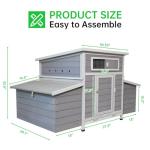 Chicken Coop, 58" Wooden Chicken Coop with 2 Sides Large Nesting Boxes for 4-6 Chickens, Poultry Hutch Rabbit Cage with No-Slip Ramp & Pull-Out Tray for Outdoor Farm Yard (Dark Grey)