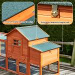 WHEGETED Large Chicken Coop Outdoor Durable Duck House Poultry Pet Hutch & 2 Wood Eggs Run Cage Nesting Box Waterproof Asphalt Roof Ramp Removable Tray Wire Fence for Backyard Small Animal Orange 79"