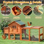 WHEGETED Large Chicken Coop Outdoor Durable Duck House Poultry Pet Hutch & 2 Wood Eggs Run Cage Nesting Box Waterproof Asphalt Roof Ramp Removable Tray Wire Fence for Backyard Small Animal Orange 79"