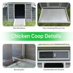 Chicken Coop, 58" Wooden Chicken Coop with 2 Sides Large Nesting Boxes for 4-6 Chickens, Poultry Hutch Rabbit Cage with No-Slip Ramp & Pull-Out Tray for Outdoor Farm Yard (Dark Grey)