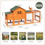 Large Wooden Chicken Coop for 4-6 Chickens, Secure Outdoor Hen House with Enclosed Run, Weather-Resistant Roof, Easy-Clean Slide-Out Tray & Nesting Boxes (Includes 2 Training Eggs)