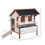 PawHut 47" Chicken Coop Wooden Chicken House Rabbit Hutch Raised Poultry Cage Portable Hen Pen Backyard with Nesting Box and Handles