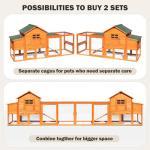 Large Wooden Chicken Coop for 4-6 Chickens, Secure Outdoor Hen House with Enclosed Run, Weather-Resistant Roof, Easy-Clean Slide-Out Tray & Nesting Boxes (Includes 2 Training Eggs)