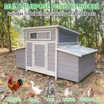 Chicken Coop, 58" Wooden Chicken Coop with 2 Sides Large Nesting Boxes for 4-6 Chickens, Poultry Hutch Rabbit Cage with No-Slip Ramp & Pull-Out Tray for Outdoor Farm Yard (Dark Grey)