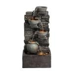 Teamson Home Outdoor 28.5 4 Tier Cascading Bowl Stacked Stone Fountain Yard Décor Gray