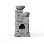 Teamson Home 33" Outdoor Water Fountain with LED Lights, 3-Tier Cascading Bowls, Weather-Resistant Resin Garden Water Feature for Patio, Lawn, and Backyard Decor – Stone Gray