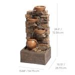 Teamson Home 28.5" Outdoor 4-Tier Stacked Stone Cascading Water Fountain with LED Lights, Brown