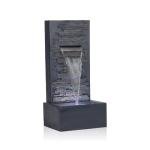 Alpine Corporation 32" Cascading Stone Wall Fountain with LED Lights – Outdoor Water Feature for Garden, Patio, Backyard & Home Decor, Gray