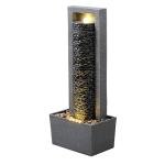 Teamson Home Framed Layered Rock Design Outdoor Water Fountain–Warm Glow Lighting with Steady Flow & Electric Pump, Dark Gray