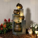 Bumilgar 53''H Water Fountain Outdoor Garden Fountain Large- 4 Tiered Cascading Bowls and Outdoor Fountains and Waterfalls with Lights for Garden, Patio, Backyard, Porch Home Art Decor