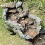 Teamson Home Riverstone Cascade Water Fountain Outdoor–LED Light with Adjustable Flow & Electric Pump, Gray