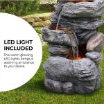 Teamson Home 39.37 in. Outdoor Faux Stacked Stone 4-Tier Water Fountain with LED Lights and Pump, Gray