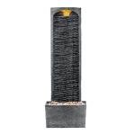 Teamson Home 38.5" Faux Slate Contemporary Outdoor LED Waterfall Fountain with Pebble Base, Gray/Black