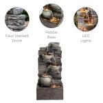 Teamson Home Outdoor 28.5 4 Tier Cascading Bowl Stacked Stone Fountain Yard Décor Gray