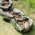 Teamson Home Riverstone Cascade Water Fountain Outdoor–LED Light with Adjustable Flow & Electric Pump, Gray