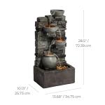Teamson Home Outdoor 28.5 4 Tier Cascading Bowl Stacked Stone Fountain Yard Décor Gray