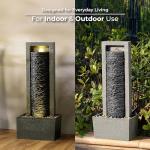 Teamson Home Framed Layered Rock Design Outdoor Water Fountain–Warm Glow Lighting with Steady Flow & Electric Pump, Dark Gray
