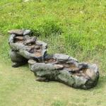 Teamson Home Riverstone Cascade Water Fountain Outdoor–LED Light with Adjustable Flow & Electric Pump, Gray