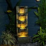 Sunlinua 41.1" Garden Water Fountain Outdoor – 5-Tier Modern Cascading Resin Waterfall Fountain with LED Light, Mossy Stone Look, Floor-Standing Outdoor Water Feature for Patio, Yard, Deck, Home Décor