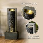 Teamson Home Framed Layered Rock Design Outdoor Water Fountain–Warm Glow Lighting with Steady Flow & Electric Pump, Dark Gray