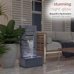 Alpine Corporation 32" Cascading Stone Wall Fountain with LED Lights – Outdoor Water Feature for Garden, Patio, Backyard & Home Decor, Gray