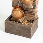 Teamson Home 28.5" Outdoor 4-Tier Stacked Stone Cascading Water Fountain with LED Lights, Brown