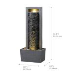 Teamson Home Framed Layered Rock Design Outdoor Water Fountain–Warm Glow Lighting with Steady Flow & Electric Pump, Dark Gray