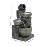 4-Tiers Outdoor Garden Water Fountain, Cascading Bowls and Stacked Stones Outdoor Water Fountains, Outside Patio Water Features Fountain with LED Light, Without Atomizer