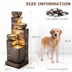 Pivotify 38.2" Tall Water Fountain Outdoor Garden,4 Tiers Modern Cascading Bowls and Stacked Stones Indoor Fountains with LED Lights for Patio, Deck, Porch, Backyard and Home Art Decor(Reddish-Brown