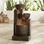 Mason 35" High Large Rustic Indoor Outdoor Decor Faux Stone Floor Fountain with Light LED Bowl Standing Tiered Cascading Water Feature for Outside Garden Patio Yard Backyard Porch - John Timberland