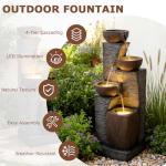 Pivotify 38.2" Tall Water Fountain Outdoor Garden,4 Tiers Modern Cascading Bowls and Stacked Stones Indoor Fountains with LED Lights for Garden, Patio, Deck, Porch, Backyard and Home Art Decor(Grey)