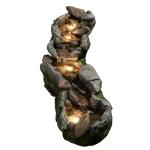 Teamson Home Riverstone Cascade Water Fountain Outdoor–LED Light with Adjustable Flow & Electric Pump, Gray