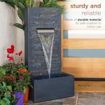 Alpine Corporation 32" Cascading Stone Wall Fountain with LED Lights – Outdoor Water Feature for Garden, Patio, Backyard & Home Decor, Gray