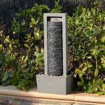 Teamson Home Framed Layered Rock Design Outdoor Water Fountain–Warm Glow Lighting with Steady Flow & Electric Pump, Dark Gray