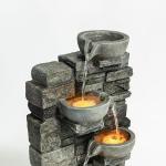 Teamson Home Outdoor 28.5 4 Tier Cascading Bowl Stacked Stone Fountain Yard Décor Gray