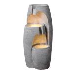 Teamson Home 3-Tier Cascading Urn Outdoor Water Fountain–Warm Glow Lighting with Adjustable Flow & Electric Pump, Gray
