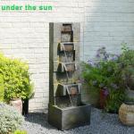 Sunlinua 41.1" Garden Water Fountain Outdoor – 5-Tier Modern Cascading Resin Waterfall Fountain with LED Light, Mossy Stone Look, Floor-Standing Outdoor Water Feature for Patio, Yard, Deck, Home Décor