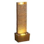 Teamson Home Ridged Texture Outdoor Water Fountain–Warm Glow Lighting with Built-in Electric Pump & Simple Setup, Brown